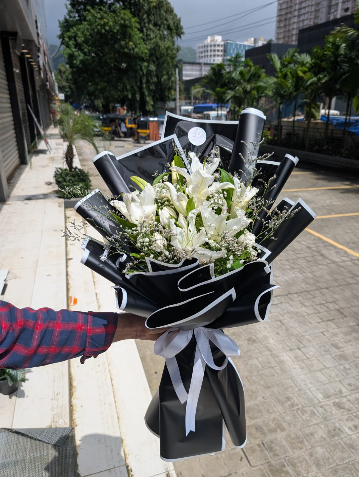 Noir and Ivory Lily Bouquet