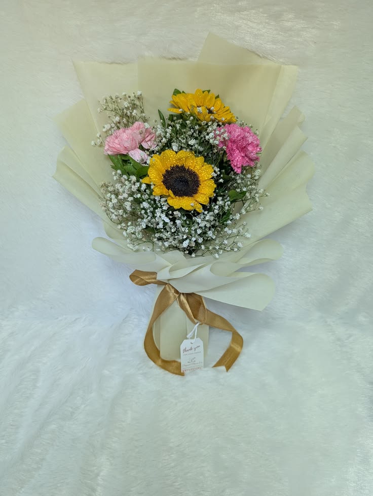 Sunshine & Carnation Hand-Tied Bouquet