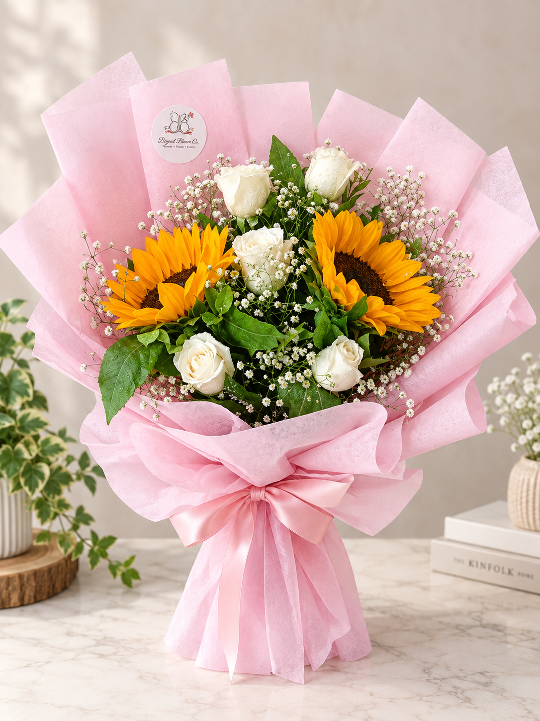Sunlit Meadow Rose & Sunflower Bouquet