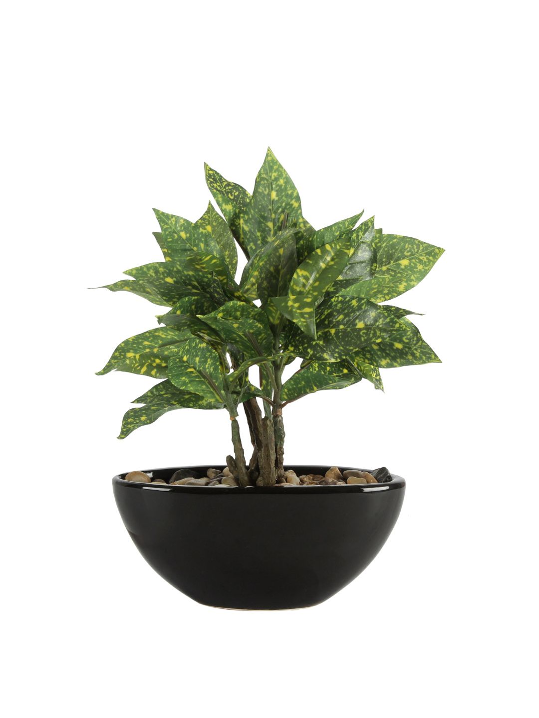Artificial Codiaeum (Croton) Plant — Green/Yellow (29 cm)