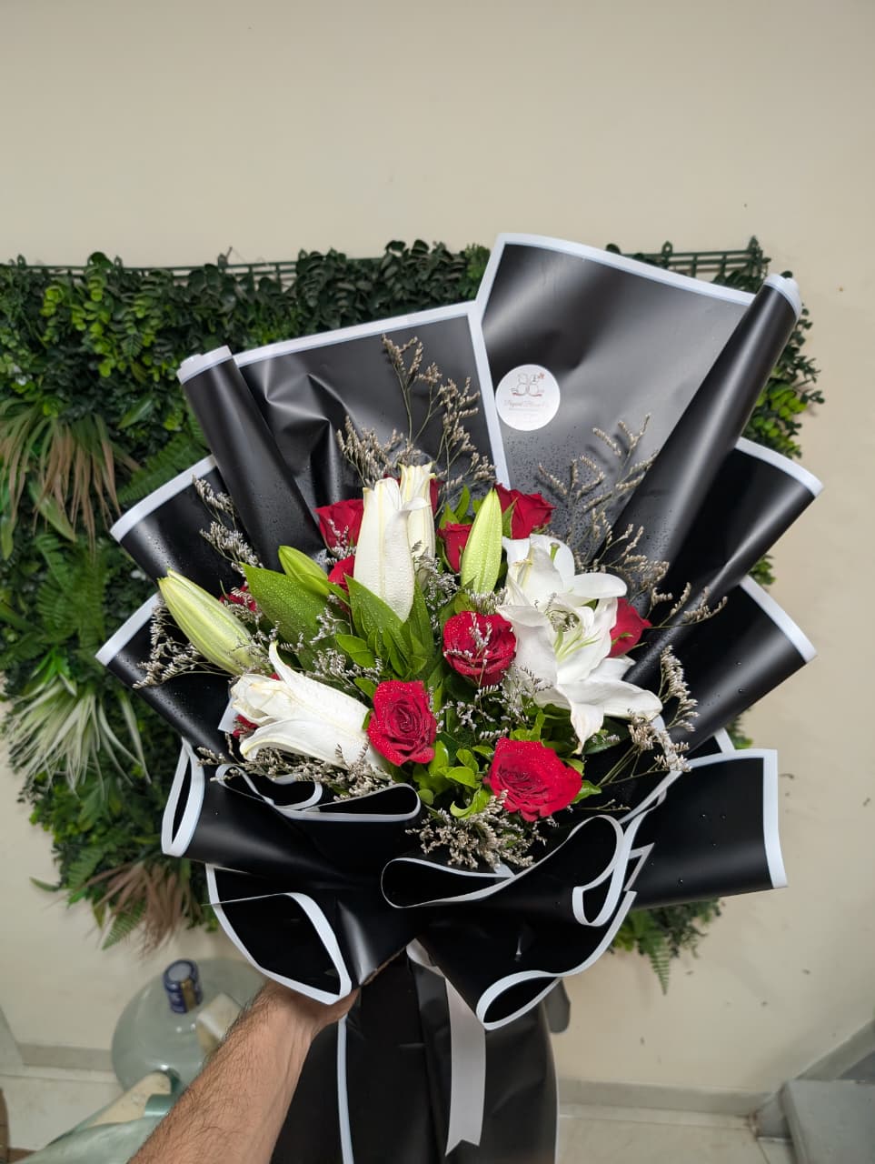 Noir Romance Rose and Lily Bouquet