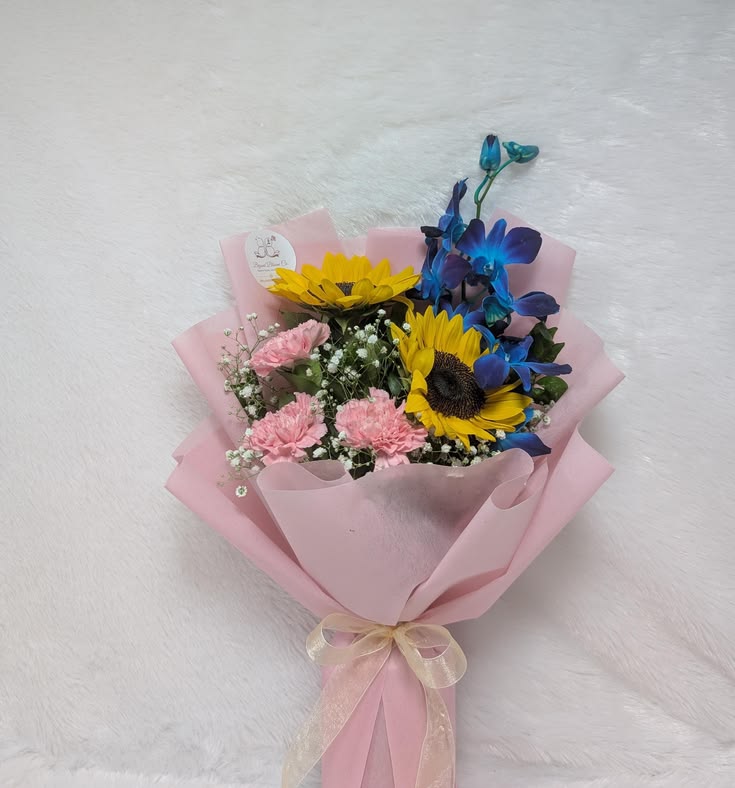 Sunlit Azure & Pink Carnation Bouquet