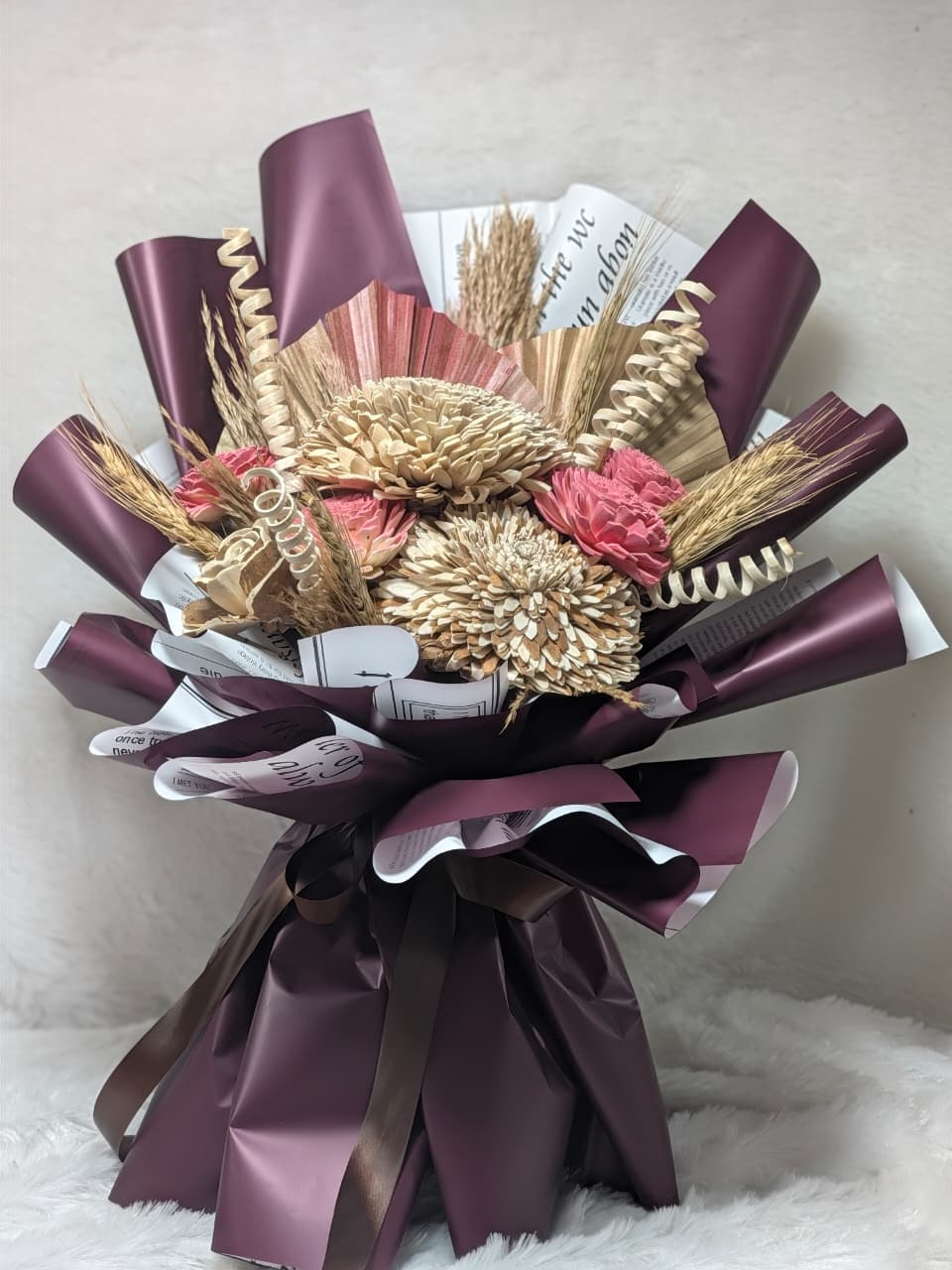 Mulberry & Cream Dried Blossom Bouquet