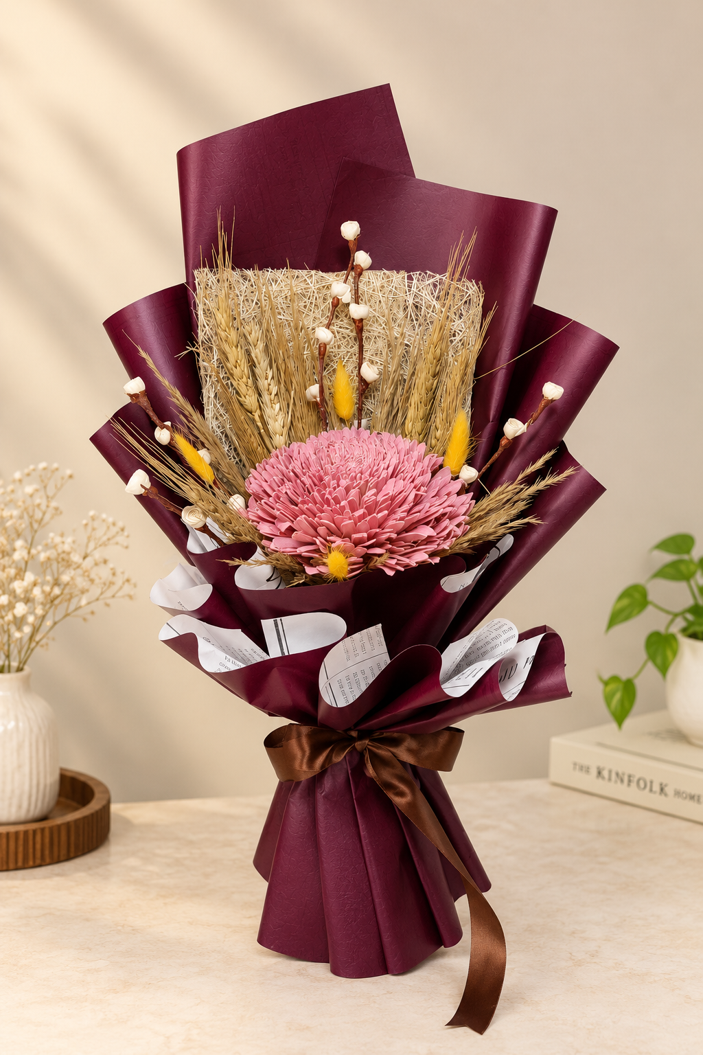 Crimson Blush Dried Floral Bouquet