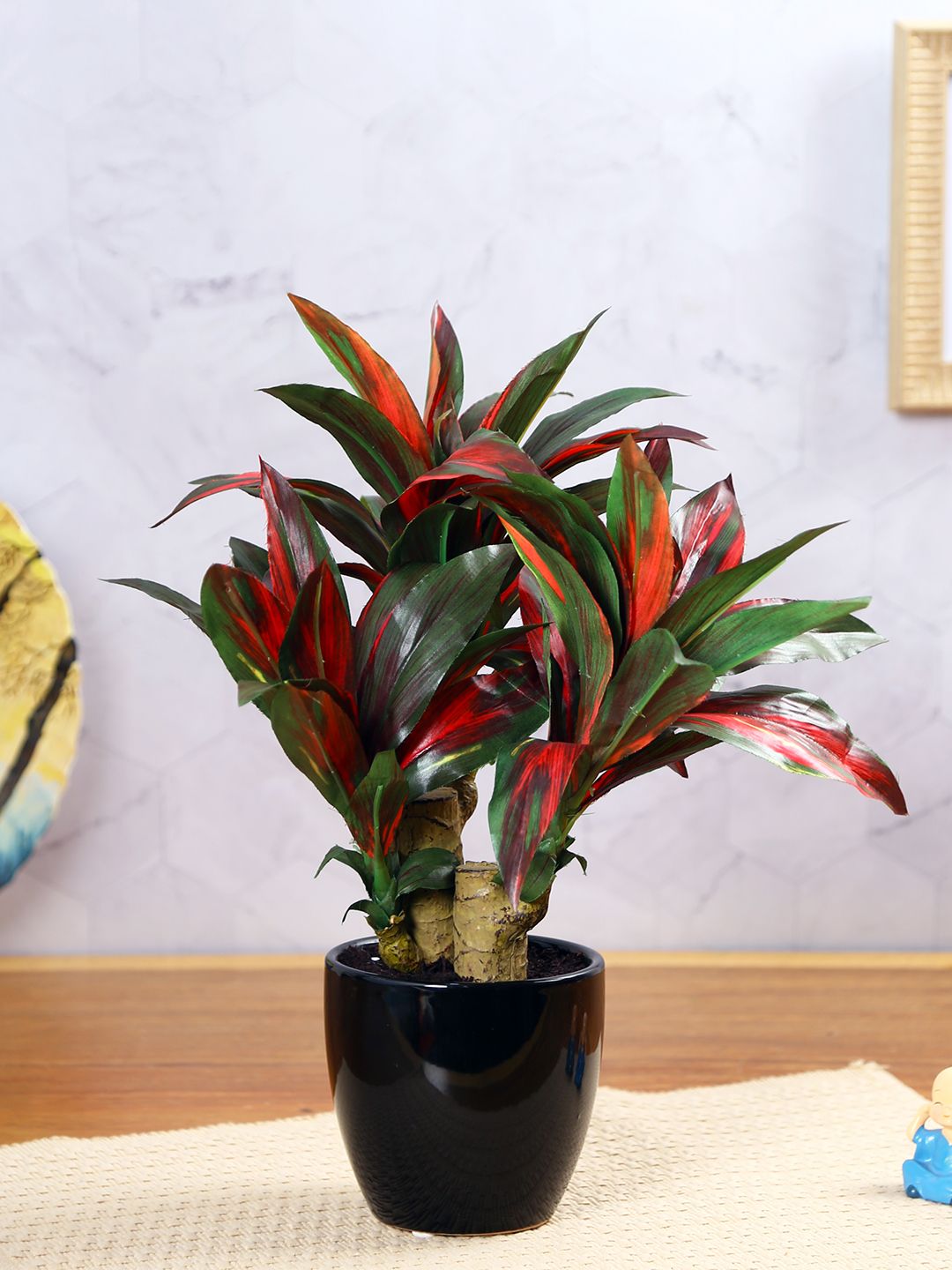 Artificial Dracaena Plant — Green/Red (35 cm)