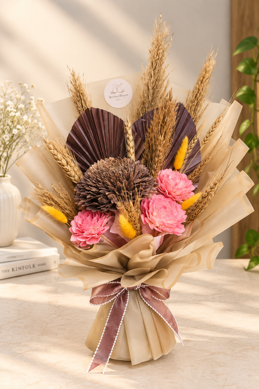 Blush Meadow Dried & Sola Bouquet