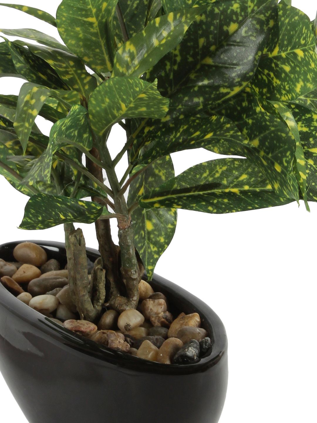 Artificial Codiaeum (Croton) Plant — Green/Yellow (29 cm)