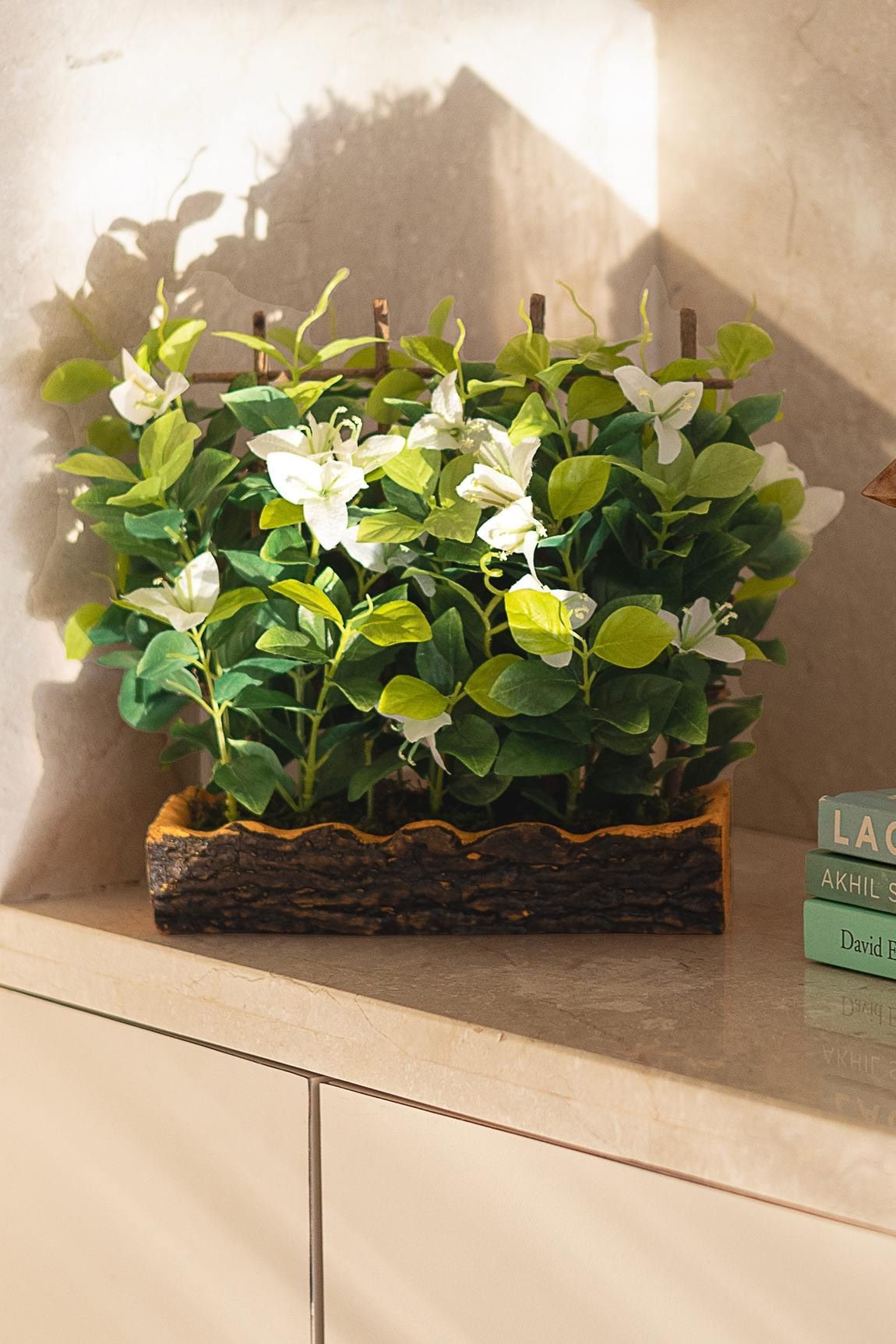 Artificial Bougainvillea Plant — White (27 cm)