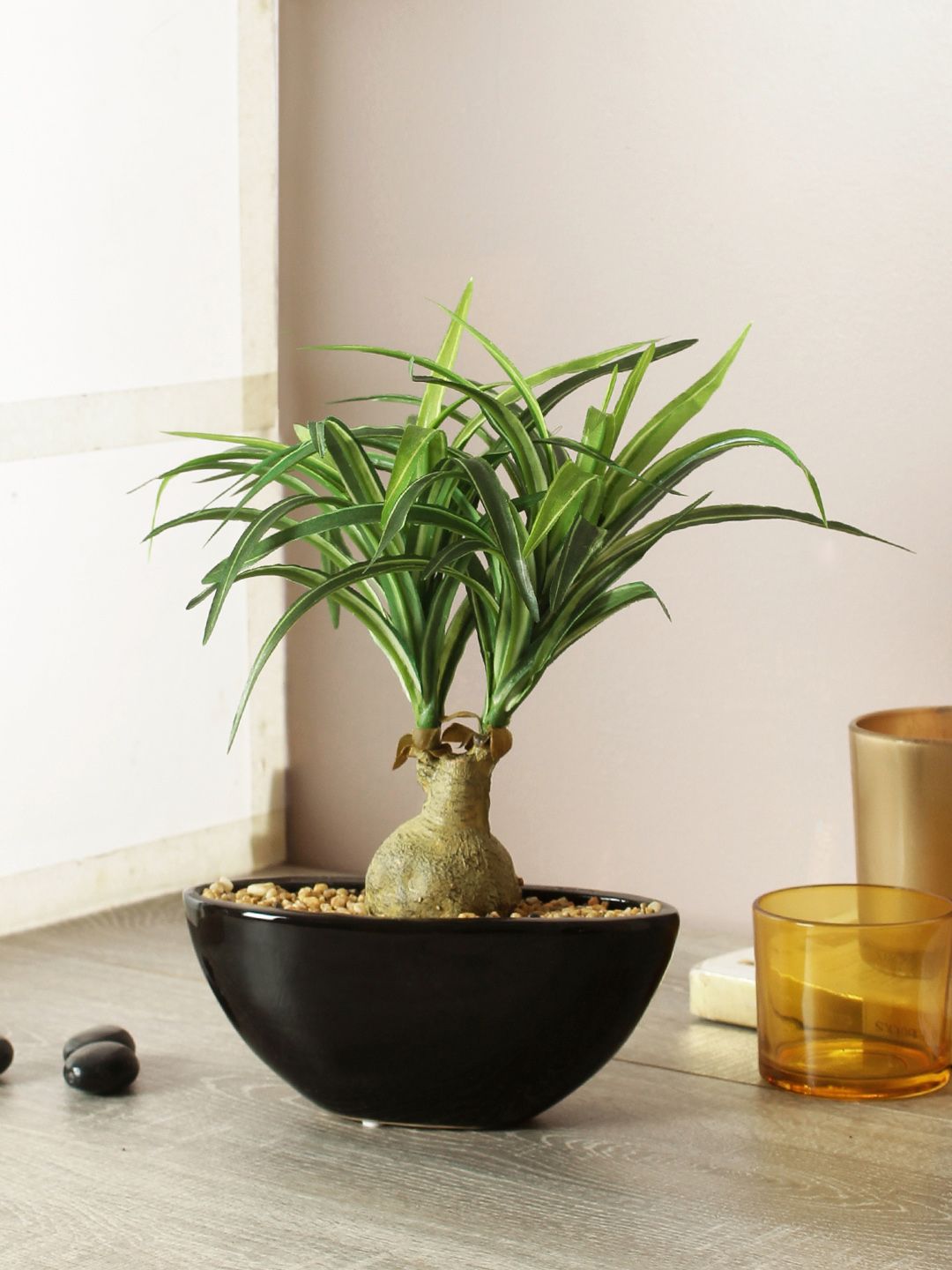 Artificial Nolina Plant — Green/White (29 cm)
