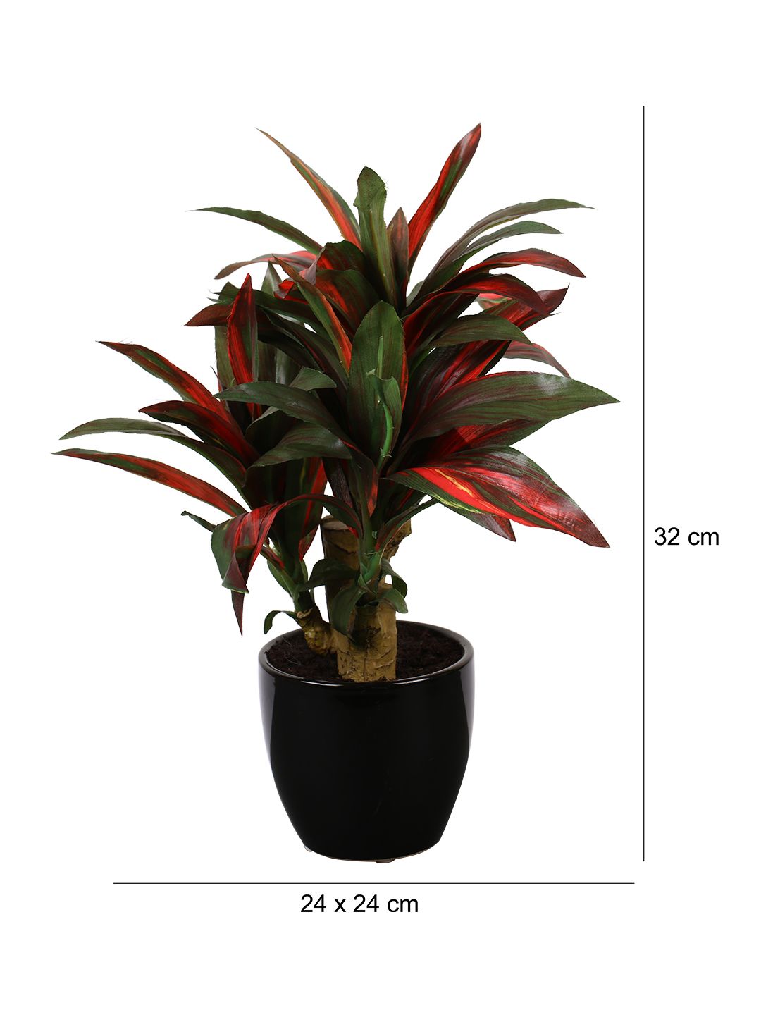 Artificial Dracaena Plant — Green/Red (35 cm)