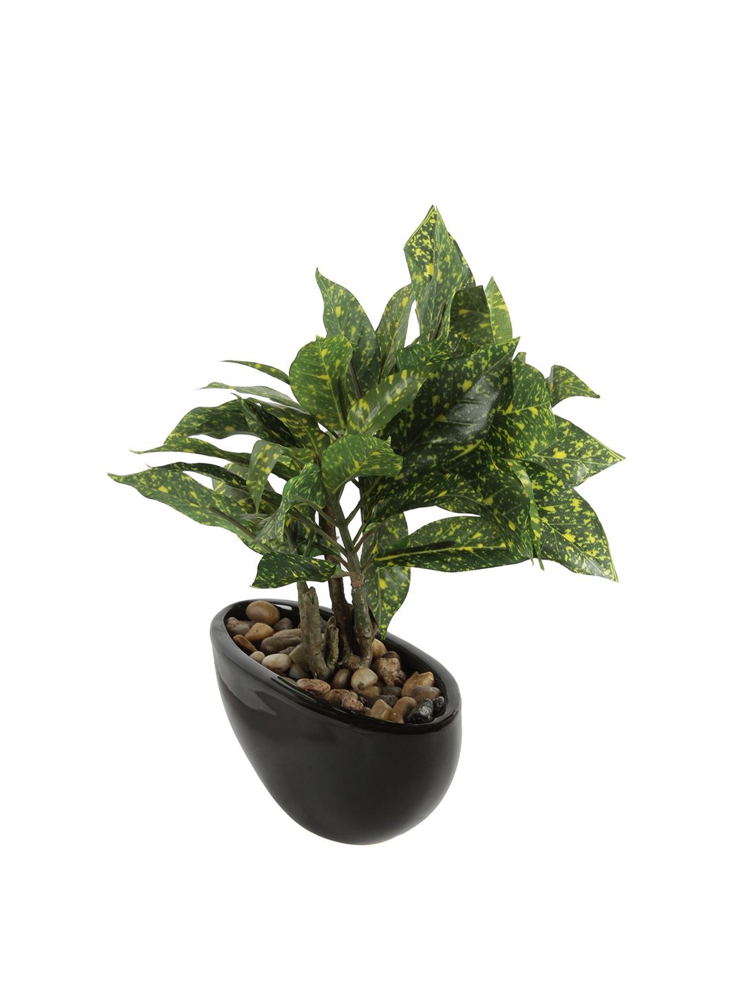 Artificial Codiaeum (Croton) Plant — Green/Yellow (29 cm)