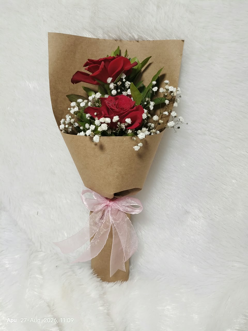 Classic Crimson Rose Pocket Bouquet