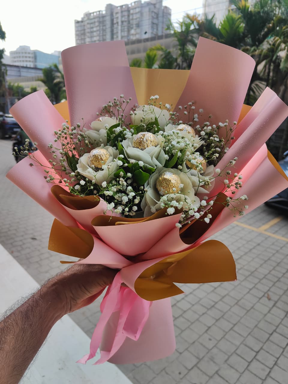 Blush and Gold Ferrero Bouquet